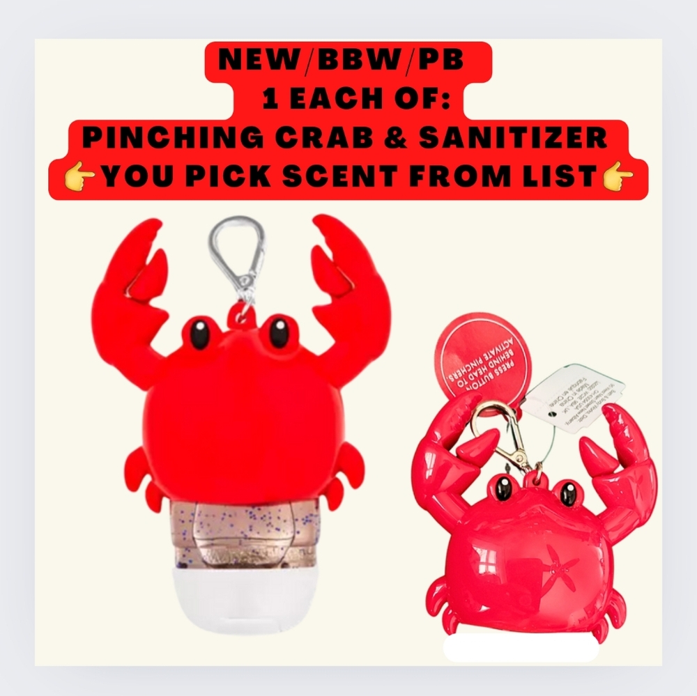 🔥2-ITEMS PINCHING 🦀 CRAB & POCKETBAC HAND SANITIZER ‼️YOU PICK SCENT‼️